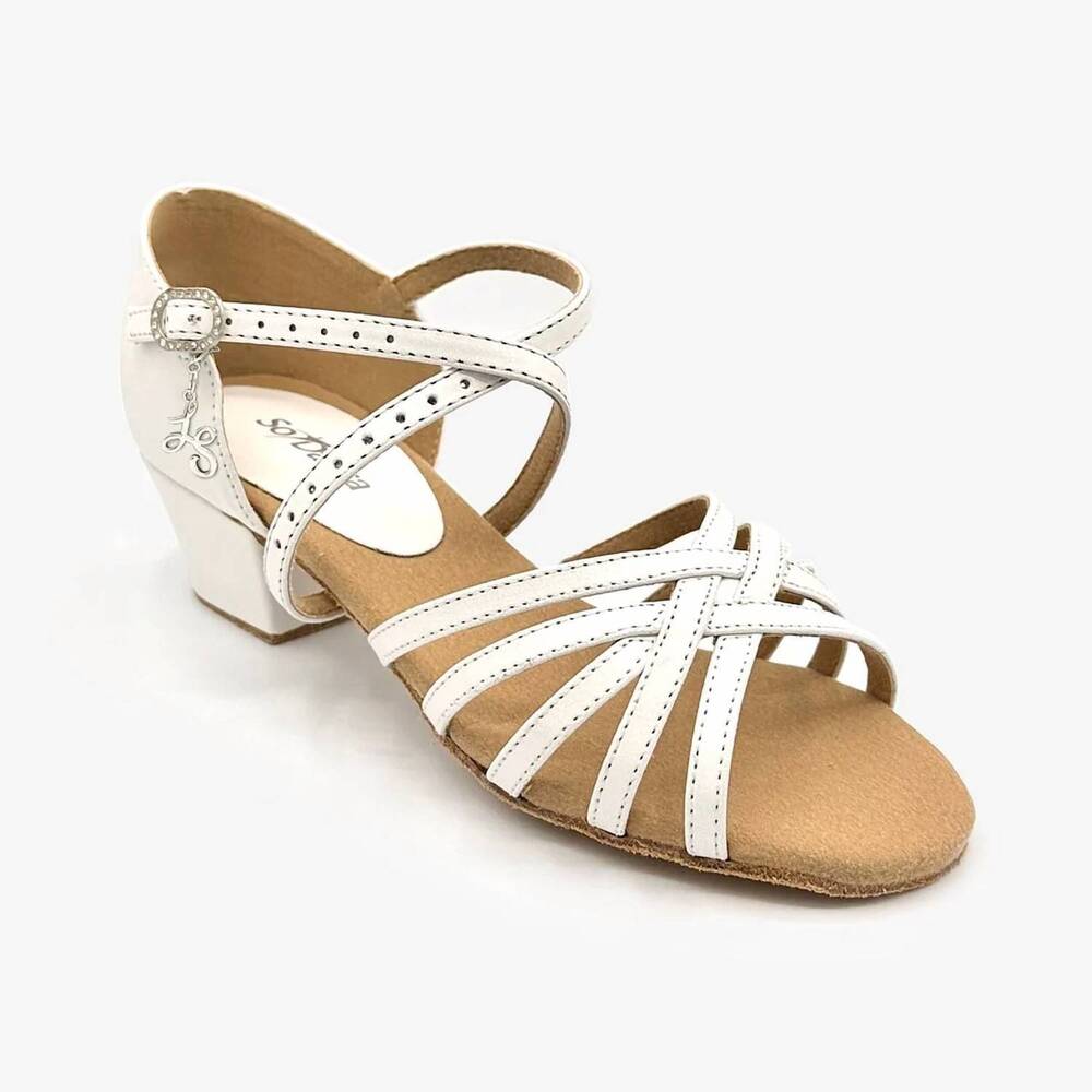 NEW SO DANCA women's lacy schwimmer mambo open toe ballroom shoe in white
